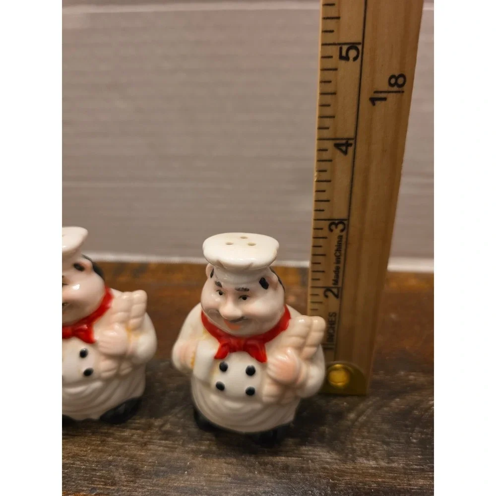 Vintage Fat Italian Chef Salt and Pepper Shaker Matching Set
